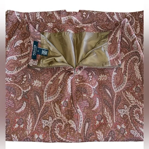 Vintage Parisian Tapestry Skirt Women's Size 12 Red Brown Winter 90s Fall Moody - Picture 5 of 9